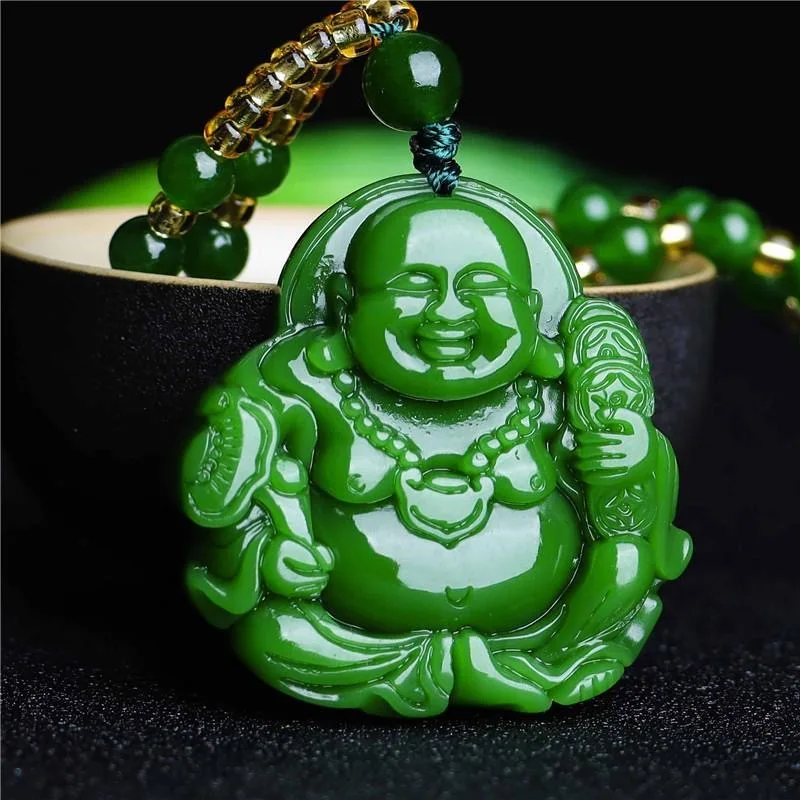 Cocktail Shaker Set - Jade Verde Chinês Maitreya Buddha Colar